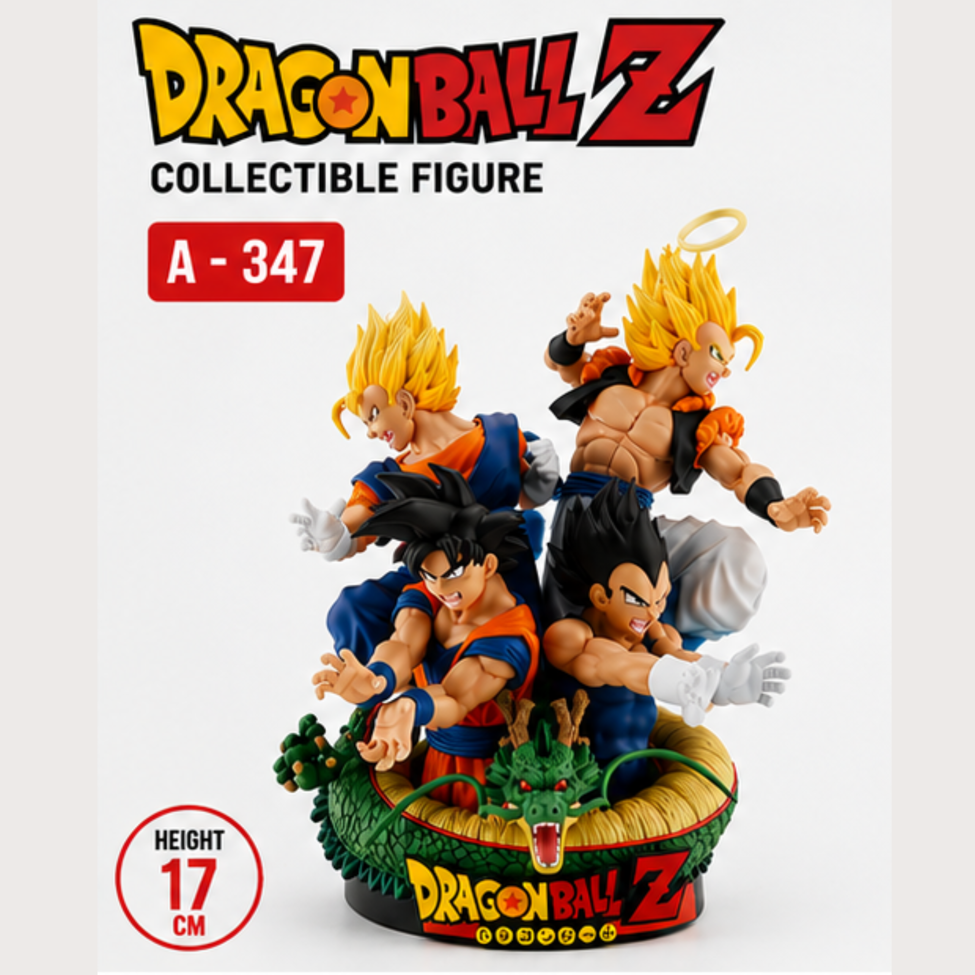 Dragon Ball Z Premium Collectible Figure | Goku, Vegeta, Gogeta & Shenron Statue | 17 cm Anime Display Figure