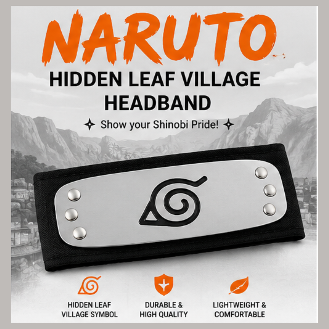 Naruto HeadNaruto Hidden Leaf Village Headband | Premium Metal Cosplay Forehead Protector | Anime Costume Accessoryband