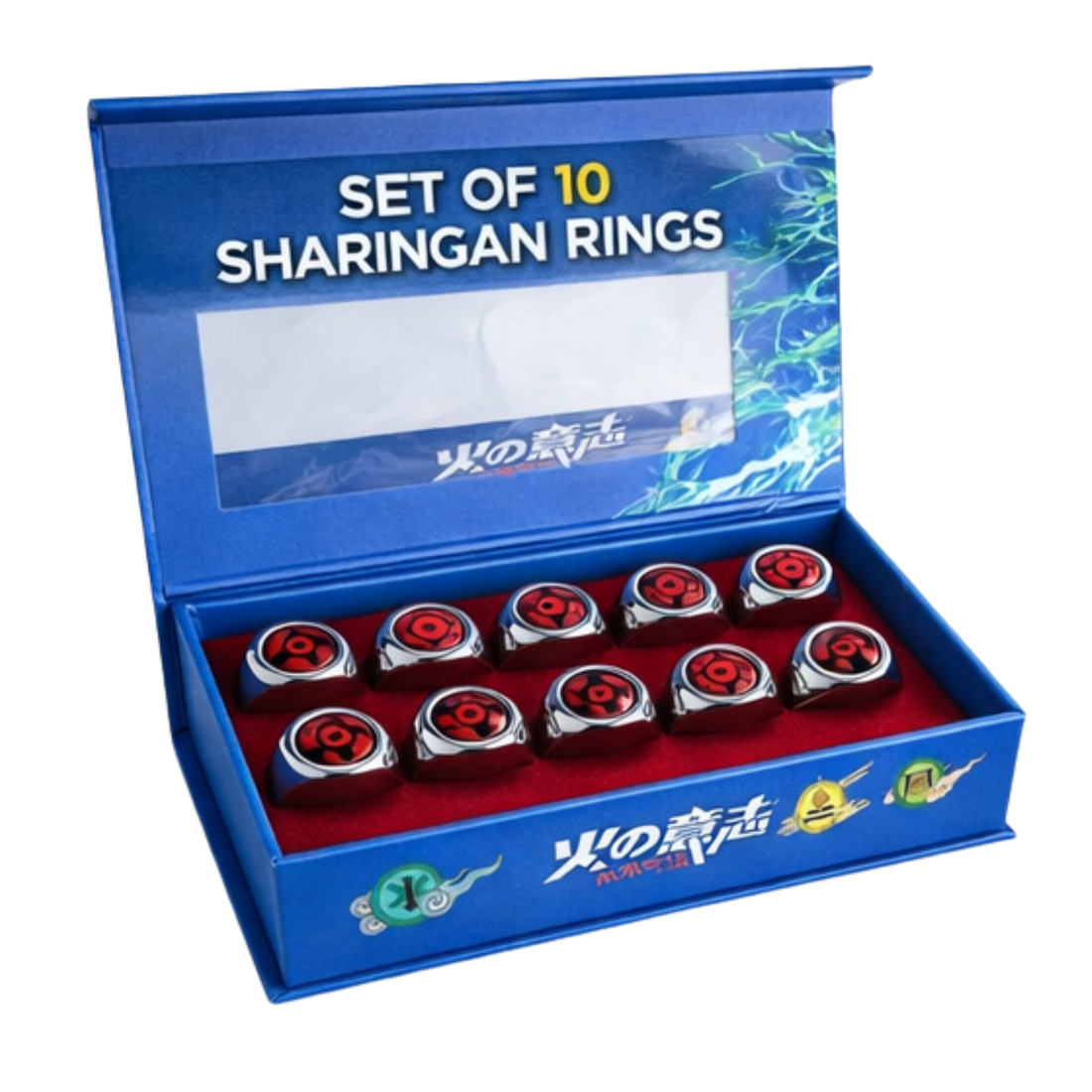 10 Pcs Naruto Akatsuki Ring Set