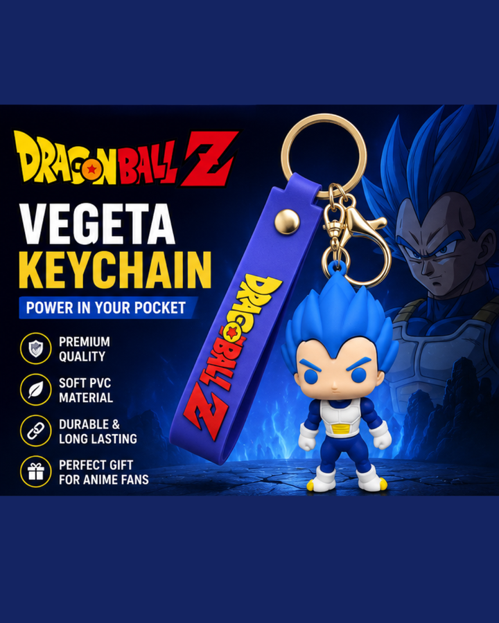 Dragon Ball Z Vegeta PVC Keychain with Silicone Strap | Premium Anime Keychain for Keys, Bags & Backpacks | DBZ Merchandise