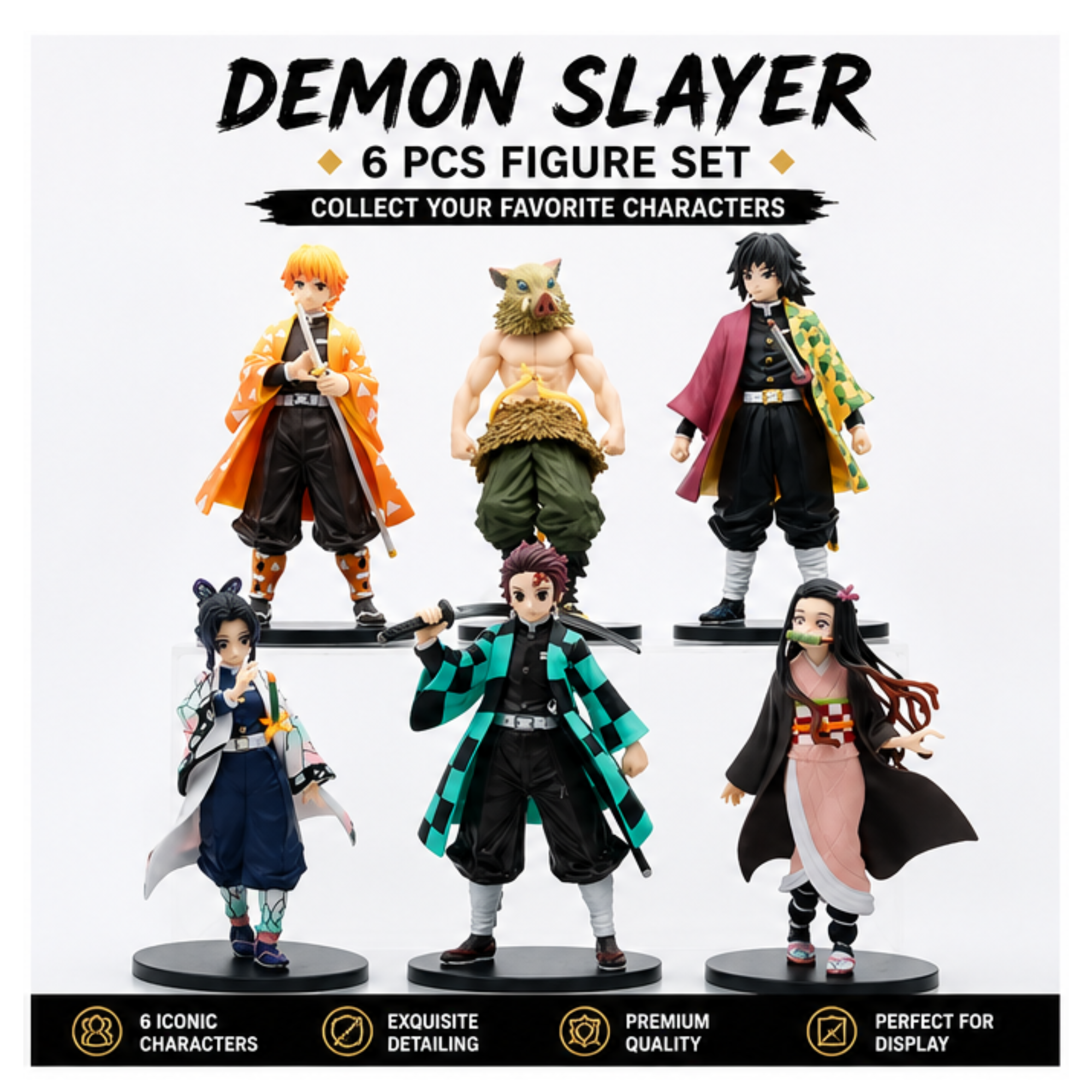 Demon Slayer Action Figure Set of 6 Size 16 CM