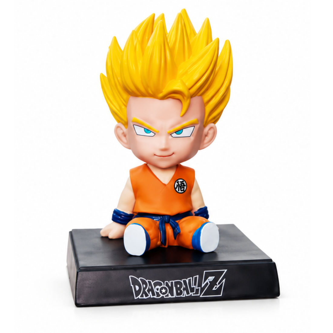 Dragon Ball Z Super Saiyan Goku Chibi Sitting Action Figure | 12 cm Anime Collectible PVC Statue | Desk Decor & Gift for DBZ Fans