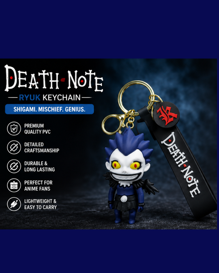 Death Note Ryuk Anime Keychain with Silicone Strap | Premium 3D Rubber Keyring | Cute Collectible Pendant for Bike Keys, Car Keys, Bags & Backpacks | Anime Gift for Fans