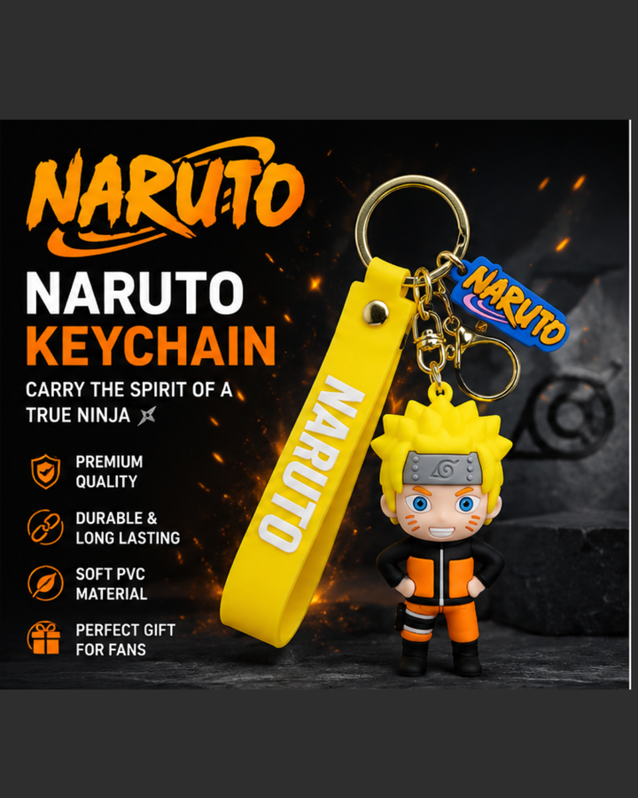 Naruto Anime Character PVC Keychain with Silicone Strap | Cute Ninja Key Ring for Keys, Bags & Backpacks | Premium Anime Merchandise