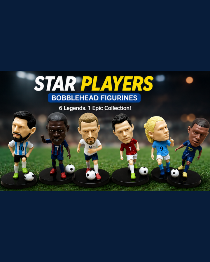 Football Legends Player Bobblehead Collectible Figure | Premium Desk Decor Statue | Mini Football Player Showpiece | Gift for Football Fans