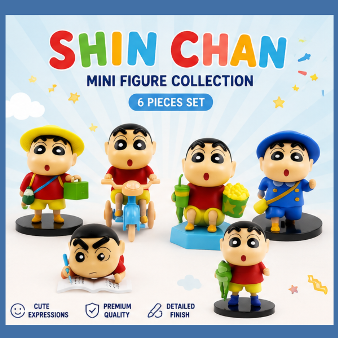 Shin Chan Mini Figure Set – 6 Piece Cartoon Character Collectible Toy Set for Desk Decor, Home Decoration & Anime Fans