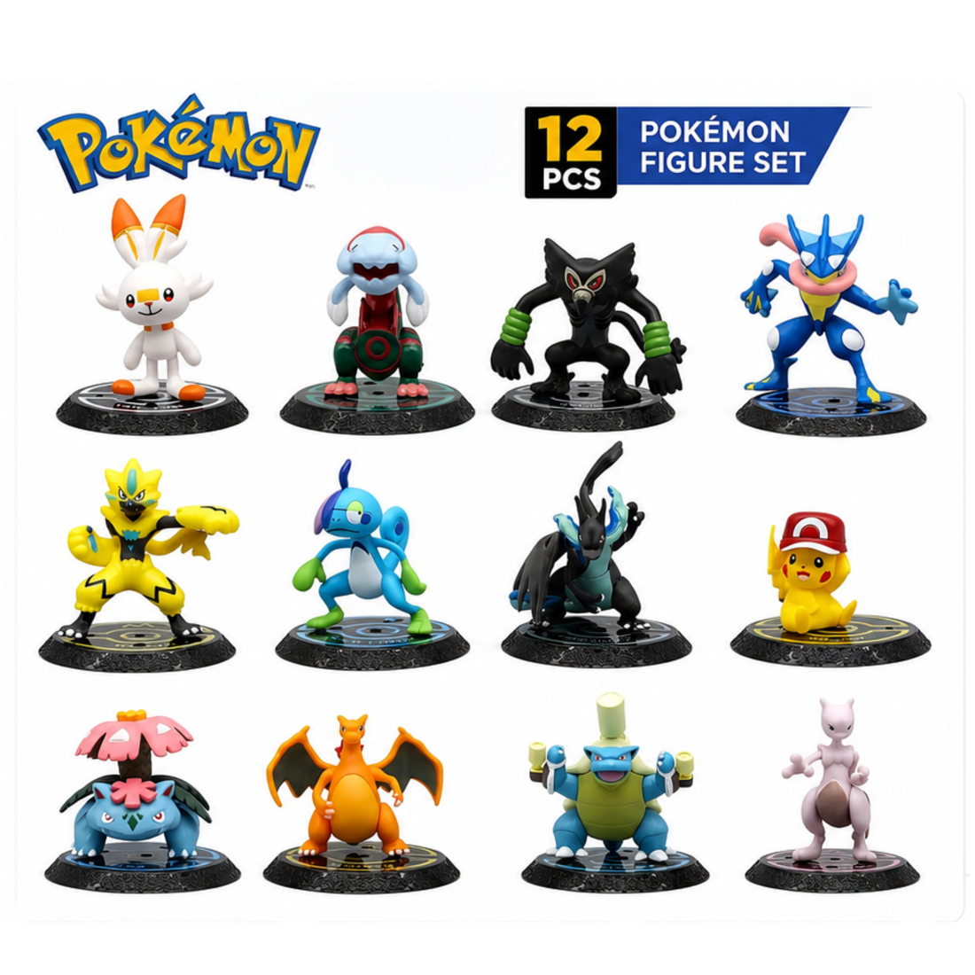 Pokémon Action Figure Set of 12 (6-8 cm Each) | Pikachu, Charizard, Mewtwo & More | PVC Collectible Mini Figures | Anime Desk Decor & Gift Set