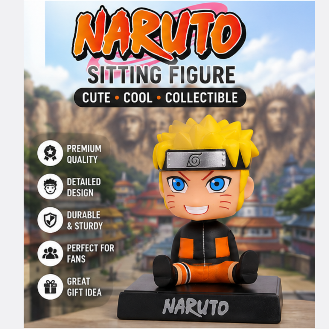Naruto Chibi Sitting Figure Collectible Statue | Cute Anime Desk Decor | Premium PVC Action Figure for Fans & Collectors