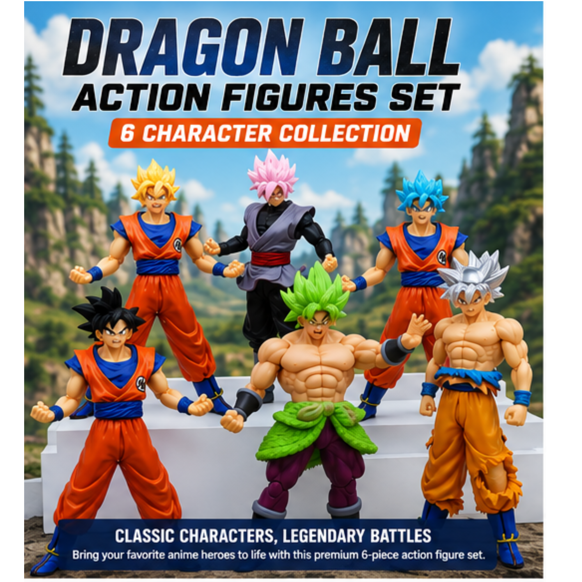 Dragon Ball Z Action Figures- Set of 6 (18 CM)