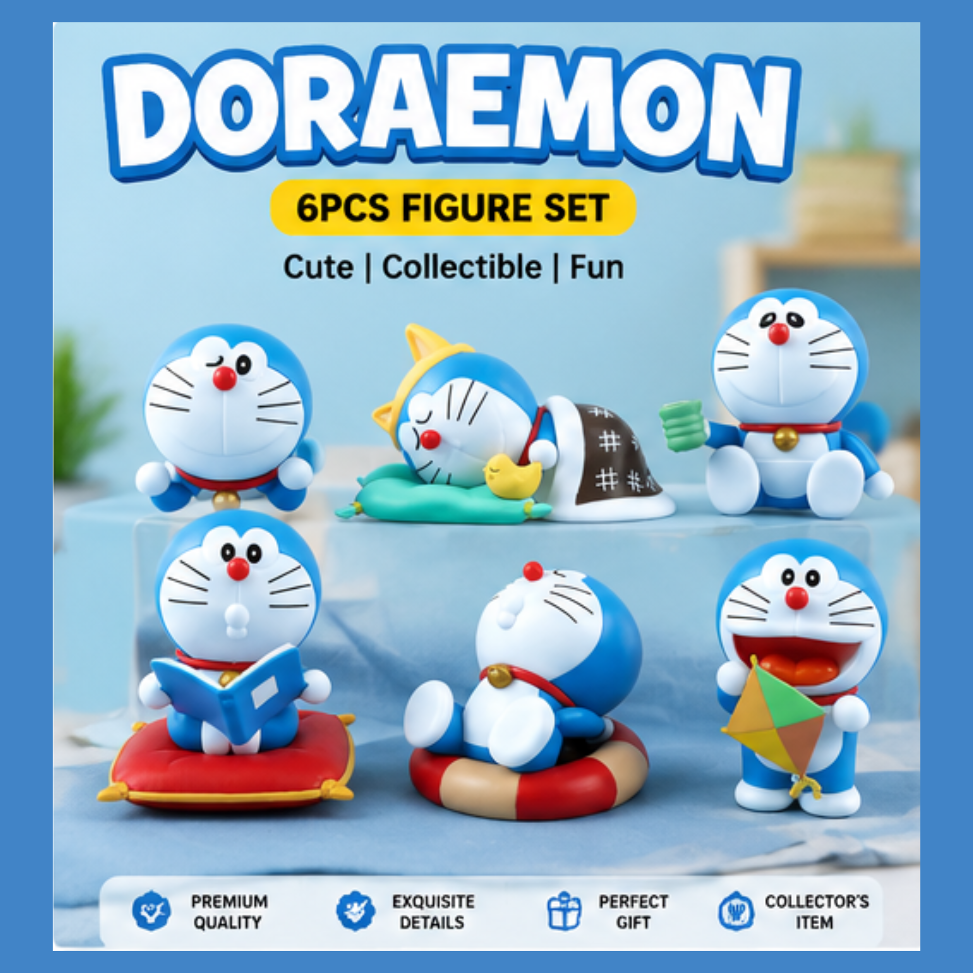 Doraemon 6-Piece Mini Figure Set | Cute Cartoon Collectible Toys for Kids, Desk Decor & Anime Fans