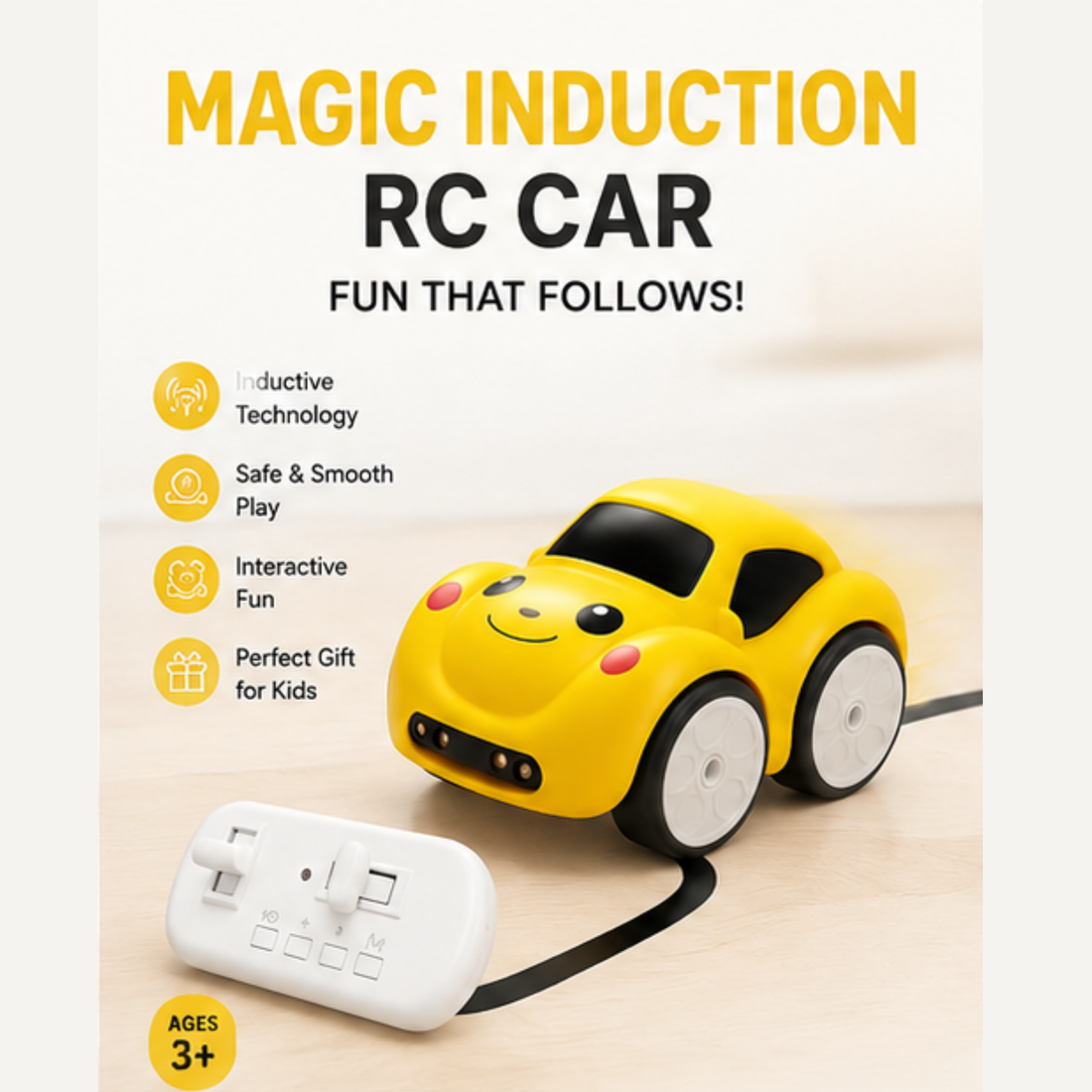 Magic Induction RC Car – 5-in-1 Smart Sensor Line Following Toy Car with Remote Controller & USB Rechargeable Battery (Random Color)