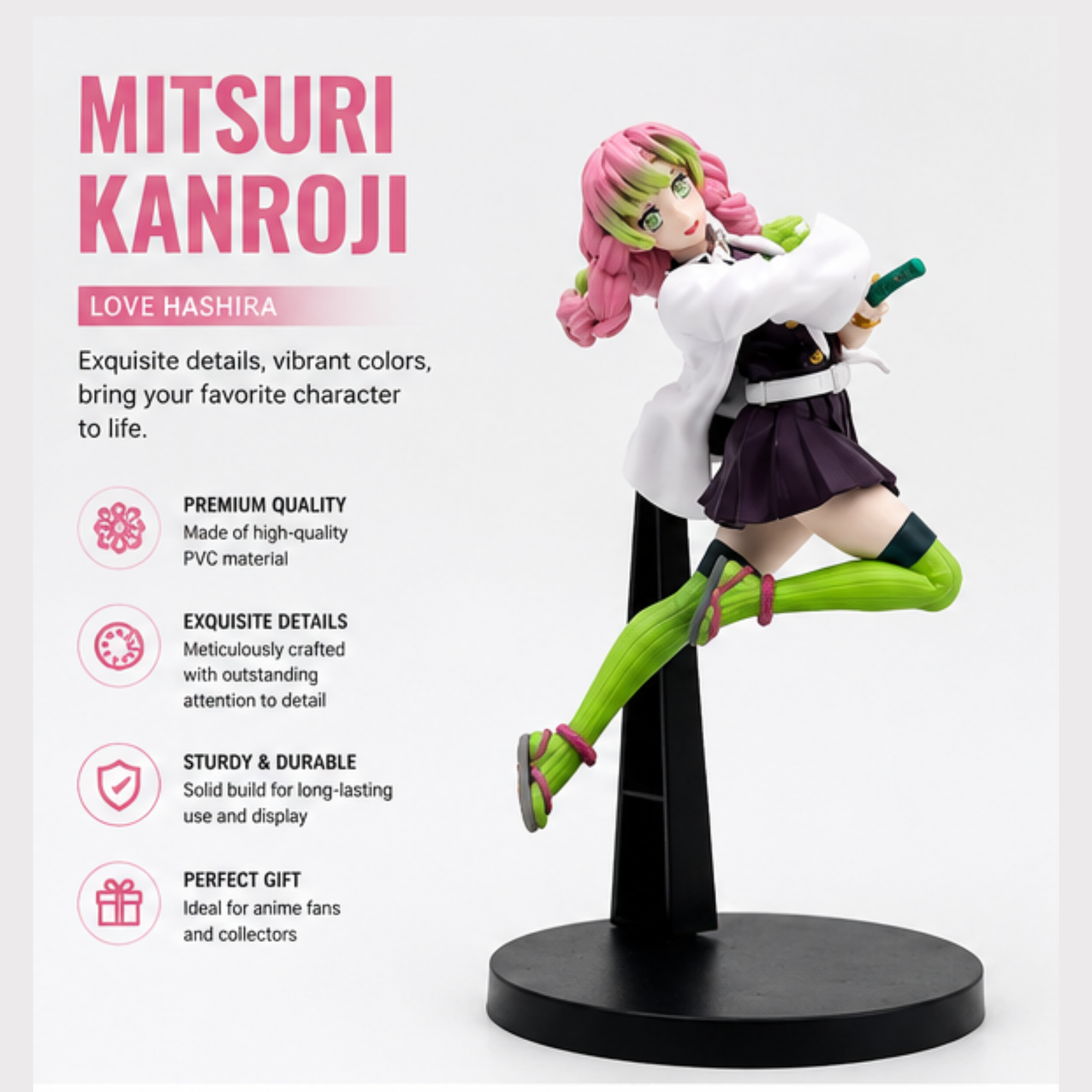 Mitsuri Kanroji Figure (19 cm) – Demon Slayer Anime Collectible Statue | Premium Display Toy