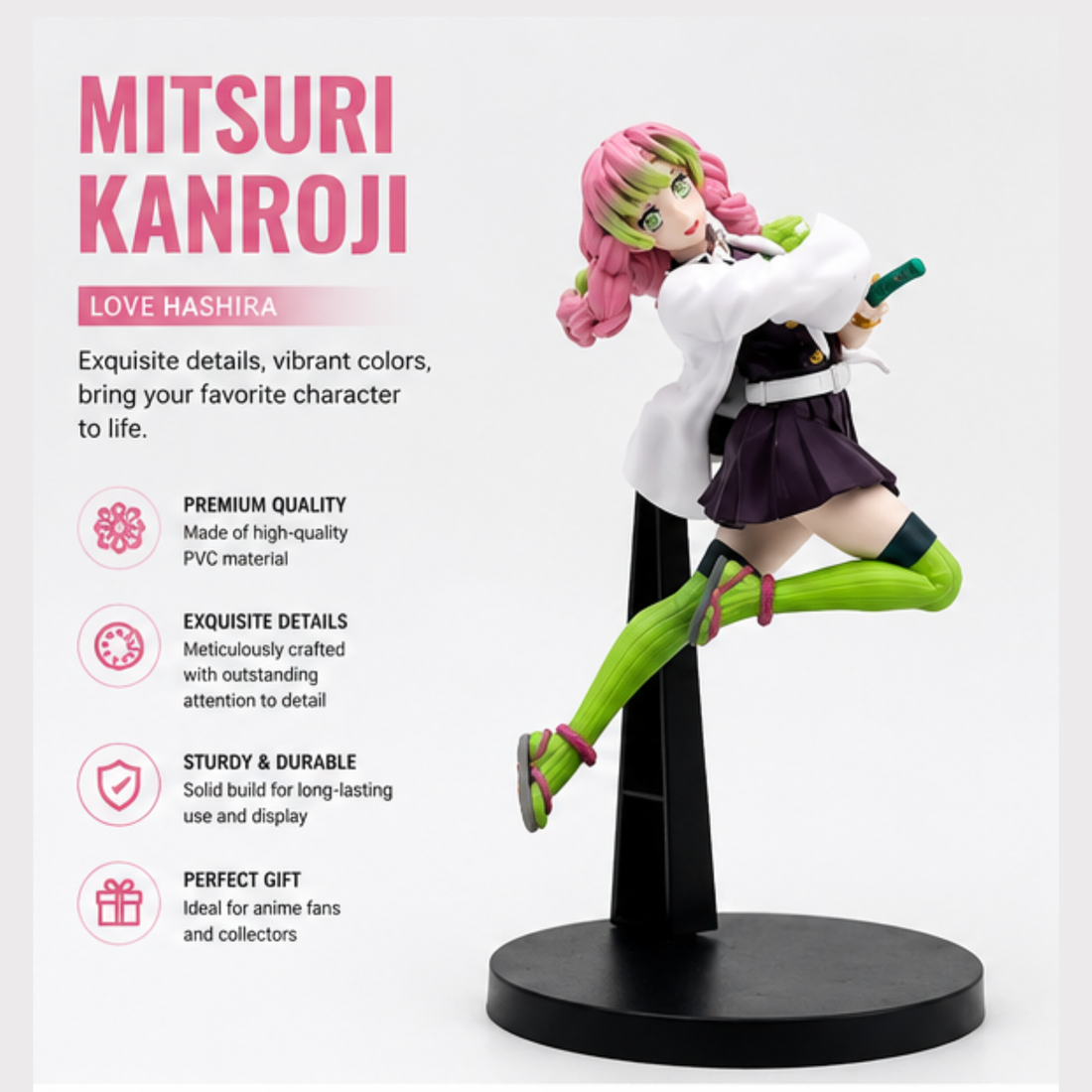 Mitsuri Kanroji Figure (19 cm) – Demon Slayer Anime Collectible Statue | Premium Display Toy