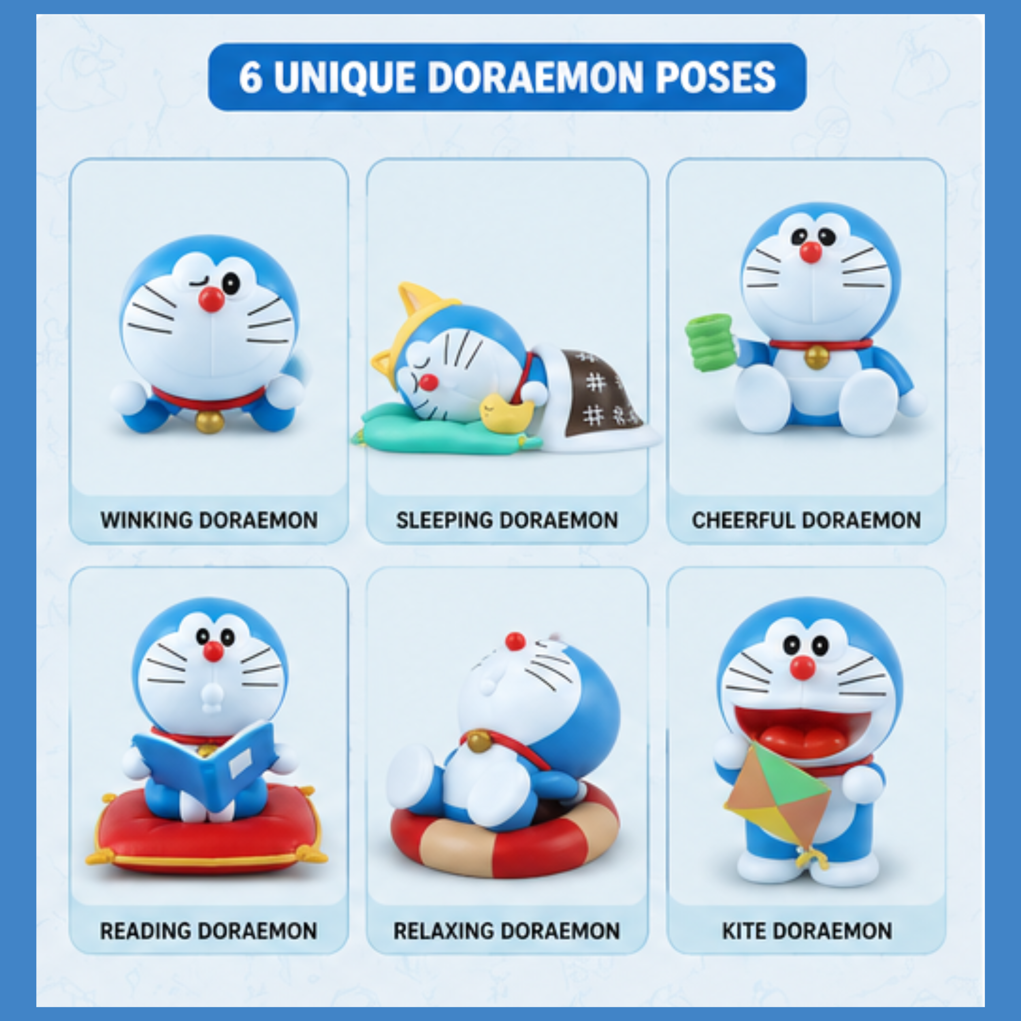 Doraemon 6-Piece Mini Figure Set | Cute Cartoon Collectible Toys for Kids, Desk Decor & Anime Fans