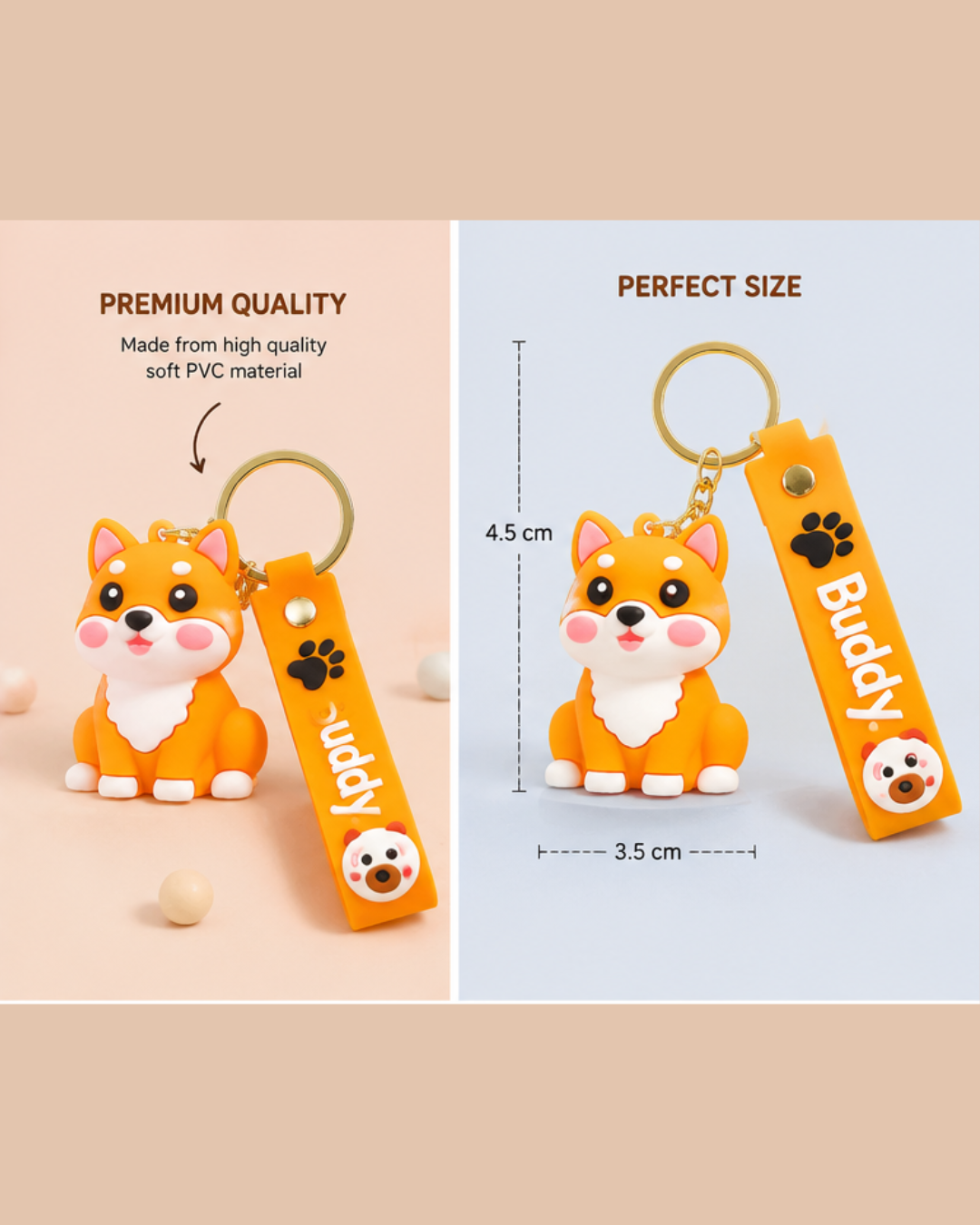 Cute Animal Puppy & Dog Silicone Keychain | Random Color & Design | Soft Rubber Key Ring for Bags, Keys & Gifts