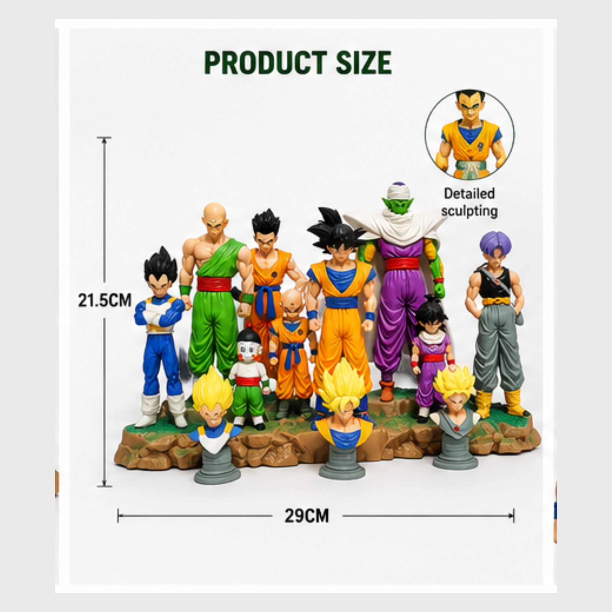 Dragon Ball Z Warriors Mega Figure Set (21.5 cm) – Goku, Vegeta, Gohan, Piccolo & More | Premium Collectible Display