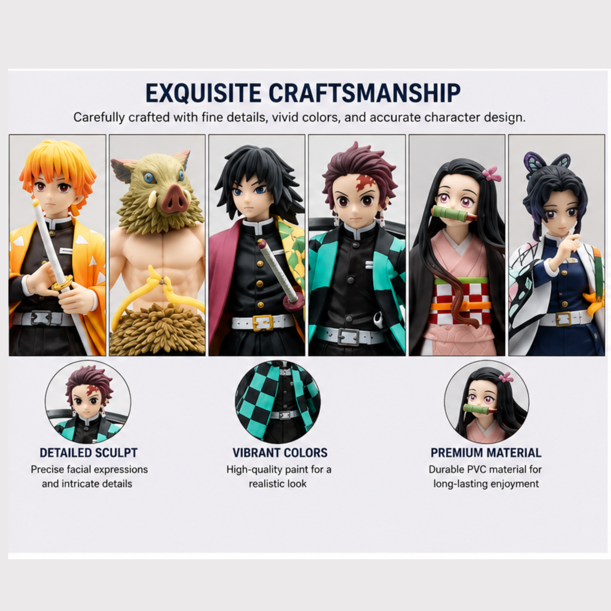 Demon Slayer Action Figure Set of 6 Size 16 CM