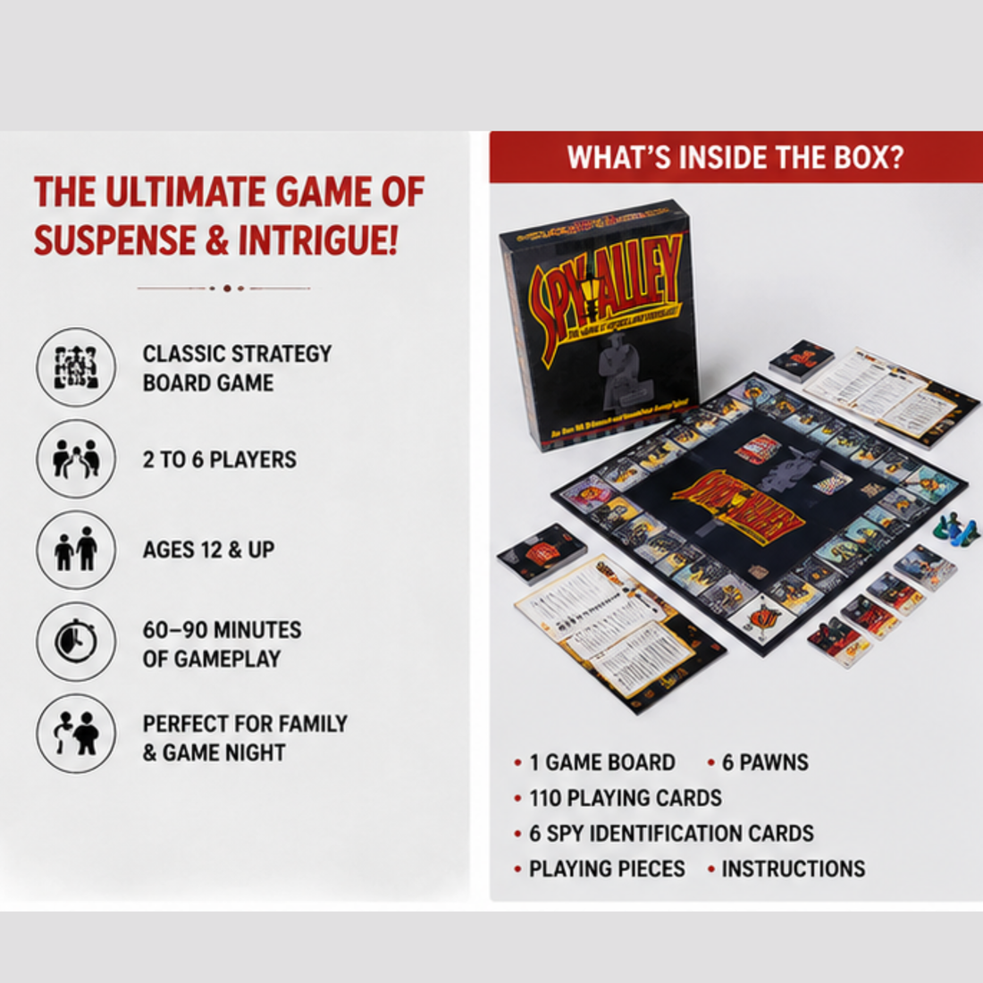 Spy Alley Strategy Board Game | Classic Family Deduction & Mystery Game for 2–6 Players