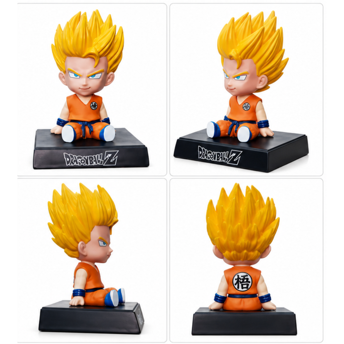 Dragon Ball Z Super Saiyan Goku Chibi Sitting Action Figure | 12 cm Anime Collectible PVC Statue | Desk Decor & Gift for DBZ Fans