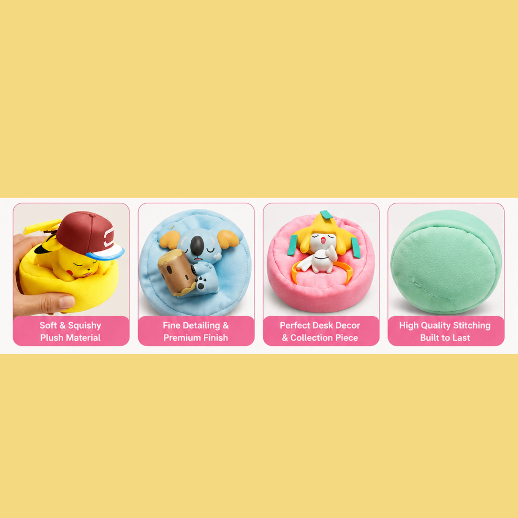 Cute Sleeping Monster Pocket Plush – Soft Desk Decor & Collectible Mini Plush | Pokémon 6-Piece Action Figure Set