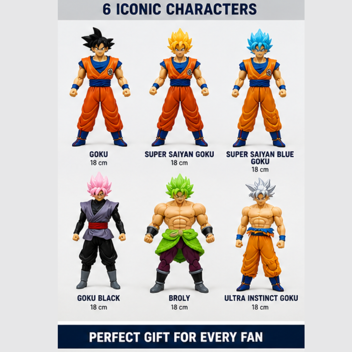 Dragon Ball Z Action Figures- Set of 6 (18 CM)