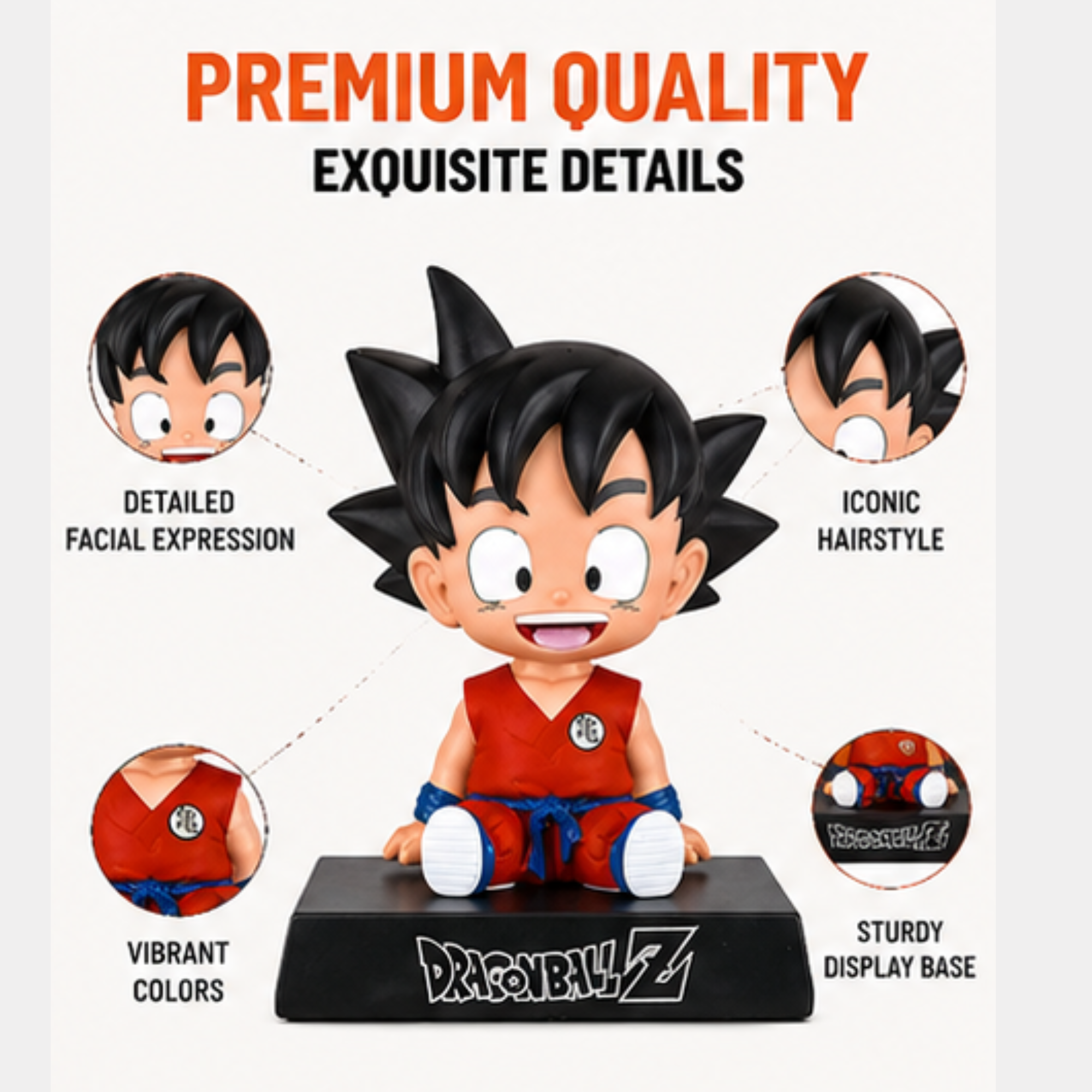 Kid Goku Sitting Figure | Dragon Ball Z Anime Collectible Statue | Premium Desk & Shelf Decor | Cute Chibi Figure for Fans & Collectors