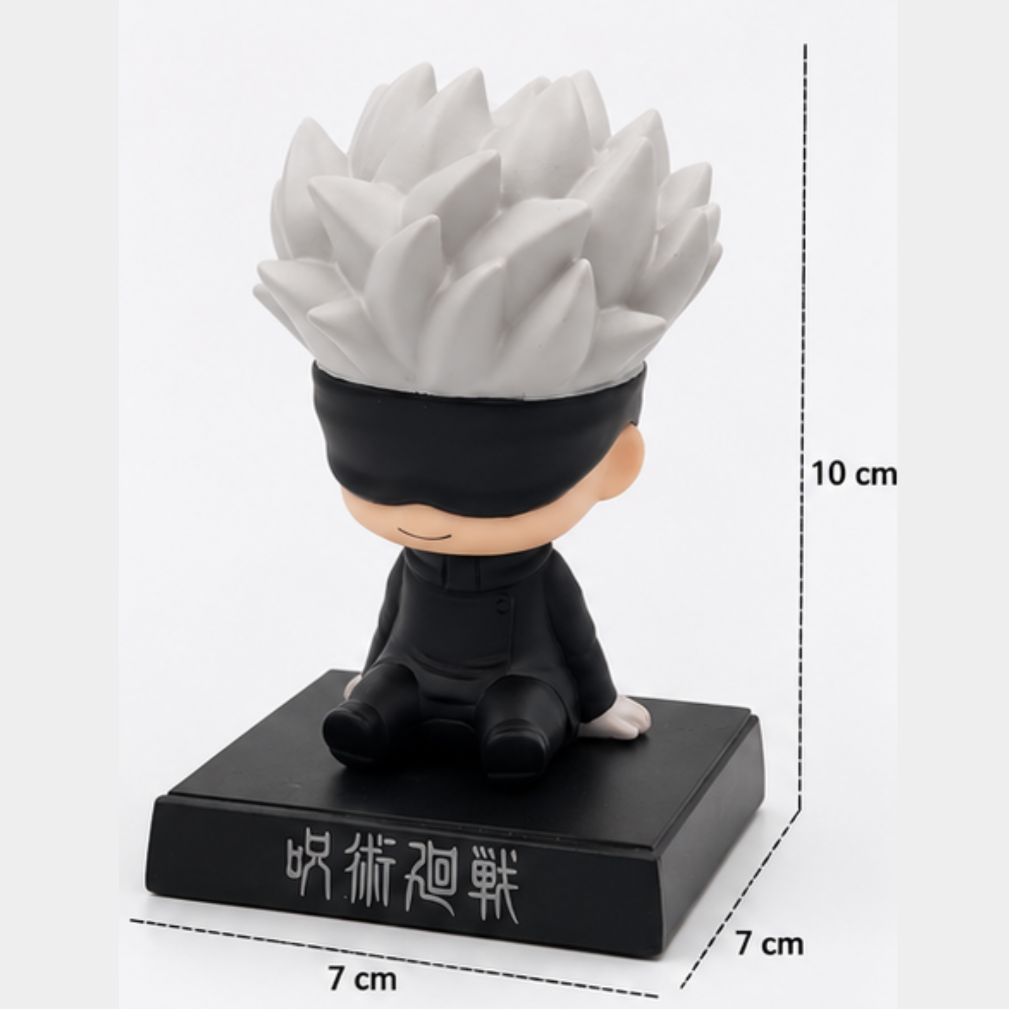 Gojo Satoru Bobblehead with Mobile Stand – Jujutsu Kaisen Anime Desk Decor | Premium PVC Collectible Figure for Car Dashboard, Office & Home