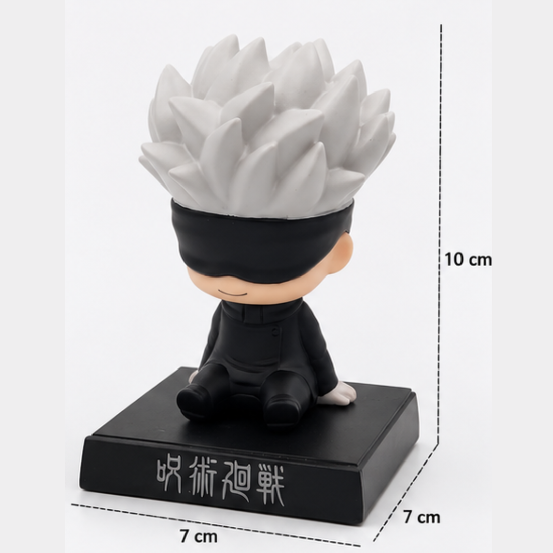 Gojo Satoru Bobblehead with Mobile Stand – Jujutsu Kaisen Anime Desk Decor | Premium PVC Collectible Figure for Car Dashboard, Office & Home