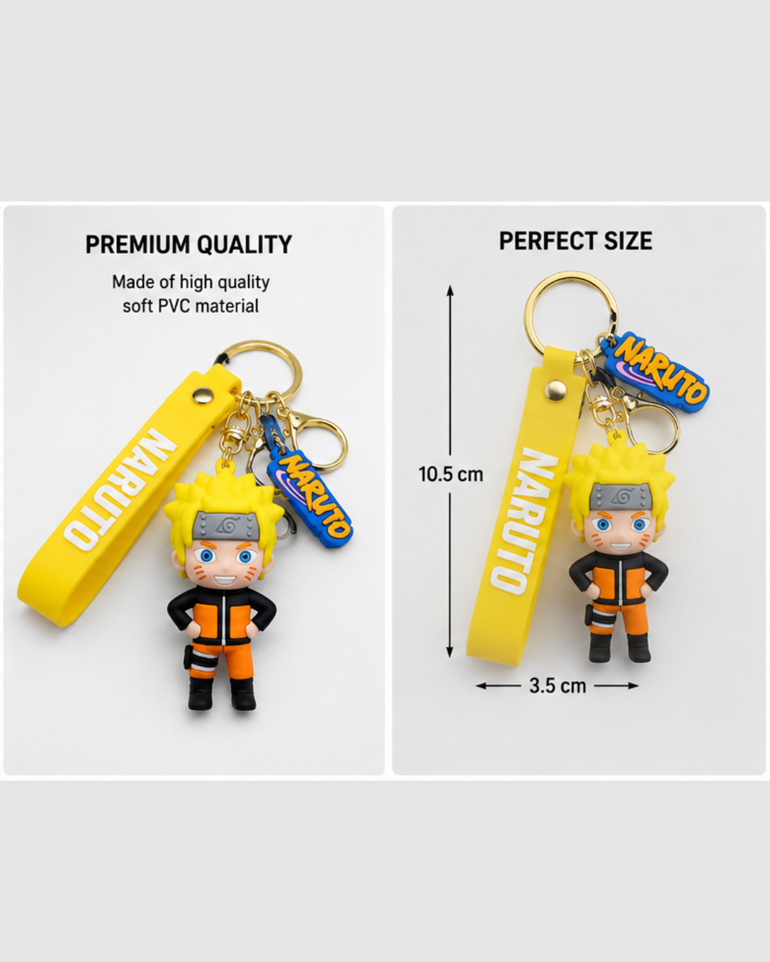Naruto Anime Character PVC Keychain with Silicone Strap | Cute Ninja Key Ring for Keys, Bags & Backpacks | Premium Anime Merchandise