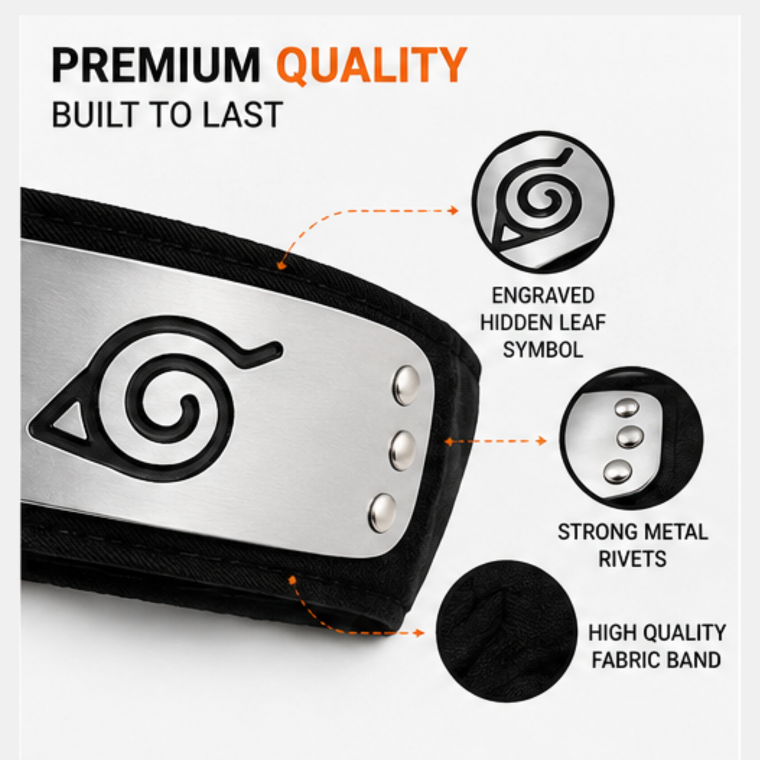 Naruto HeadNaruto Hidden Leaf Village Headband | Premium Metal Cosplay Forehead Protector | Anime Costume Accessoryband