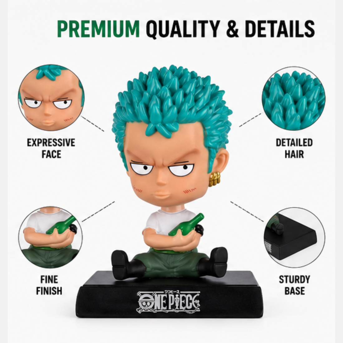 One Piece Roronoa Zoro Chibi Sitting Figure | Premium Anime Collectible PVC Statue | Cute Desk Decor for Fans & Collectors