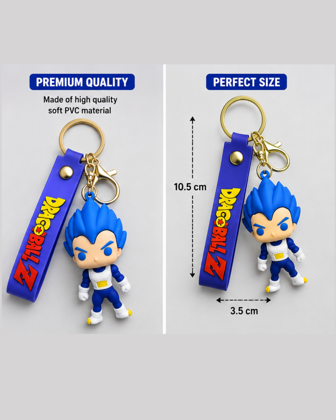 Dragon Ball Z Vegeta PVC Keychain with Silicone Strap | Premium Anime Keychain for Keys, Bags & Backpacks | DBZ Merchandise