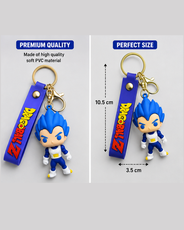 Dragon Ball Z Vegeta PVC Keychain with Silicone Strap | Premium Anime Keychain for Keys, Bags & Backpacks | DBZ Merchandise