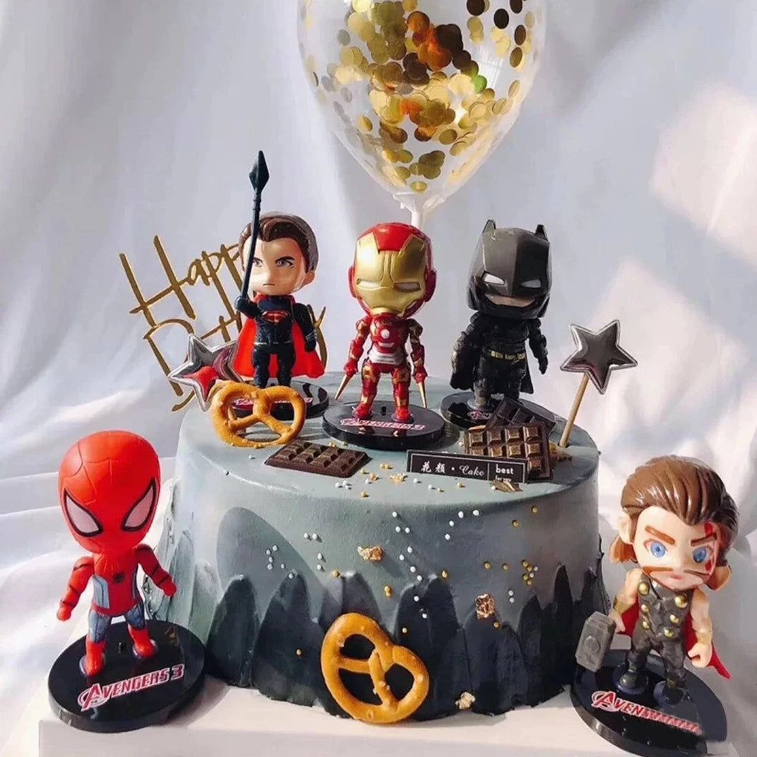 Marvel Superhero 6 Figure Collector Set – Spider-Man, Iron Man, Captain America, Thor, Batman & Superman Mini PVC Action Figures