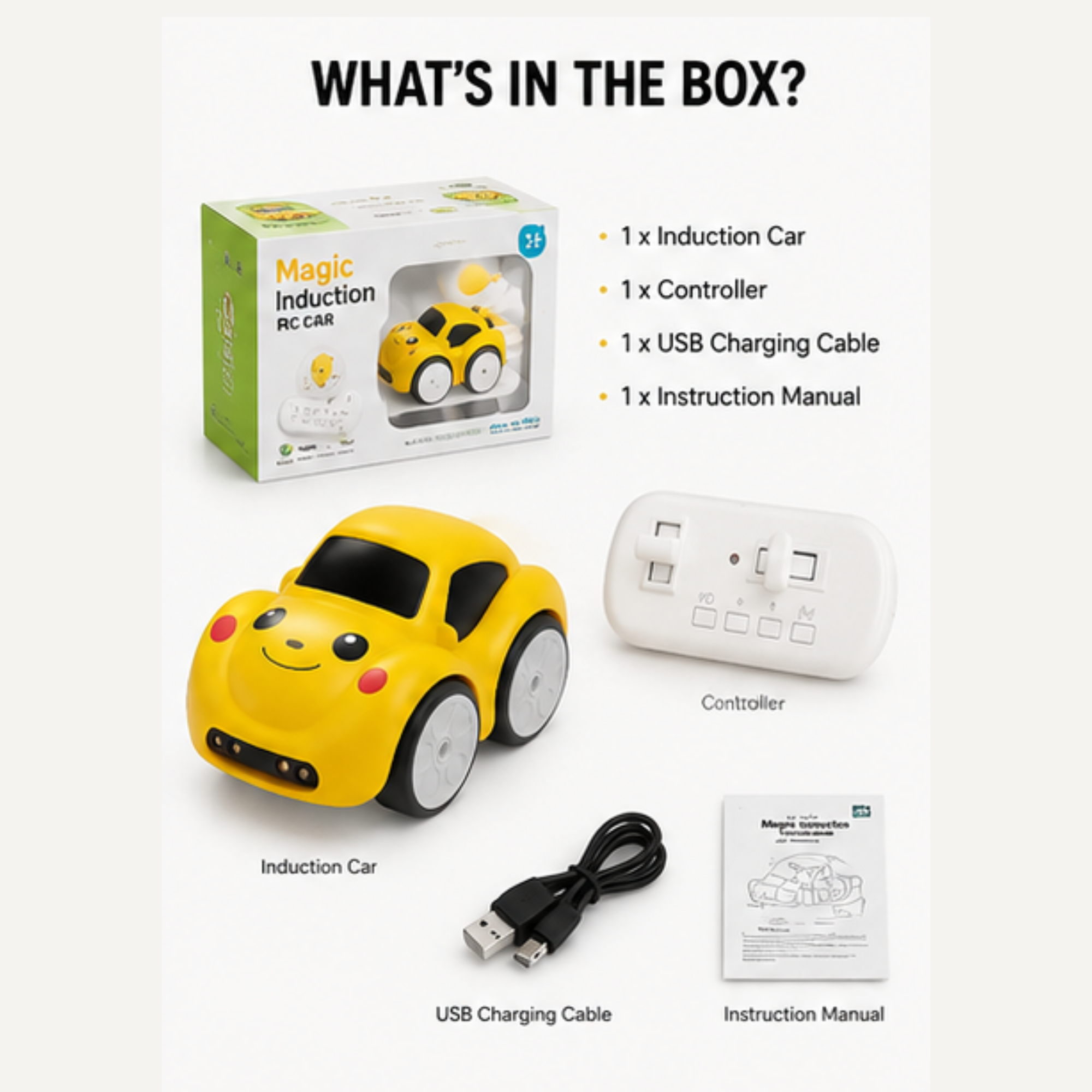 Magic Induction RC Car – 5-in-1 Smart Sensor Line Following Toy Car with Remote Controller & USB Rechargeable Battery (Random Color)