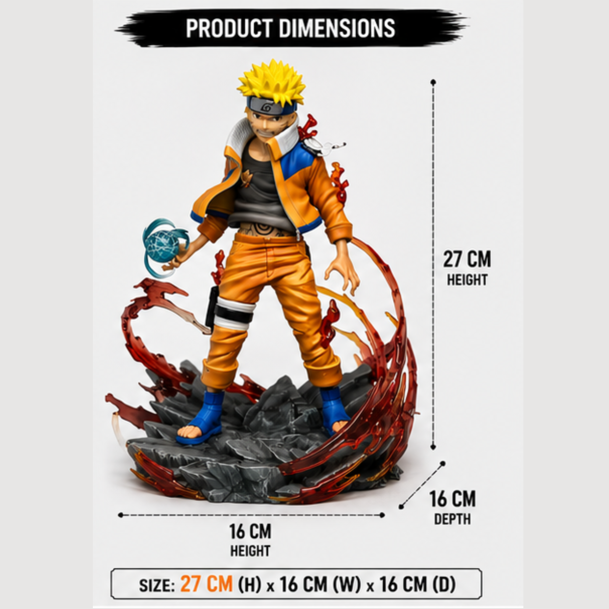 Naruto Uzumaki Rasengan Premium Anime Action Figure Statue (27 cm) | PVC Collectible Display Model for Anime Fans & Collectors
