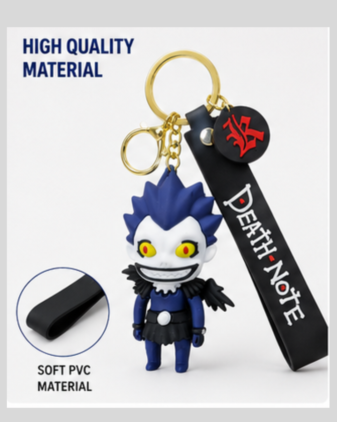 Death Note Ryuk Anime Keychain with Silicone Strap | Premium 3D Rubber Keyring | Cute Collectible Pendant for Bike Keys, Car Keys, Bags & Backpacks | Anime Gift for Fans