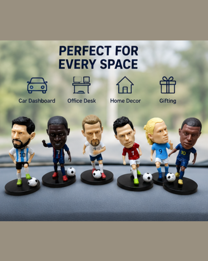 Football Legends Player Bobblehead Collectible Figure | Premium Desk Decor Statue | Mini Football Player Showpiece | Gift for Football Fans