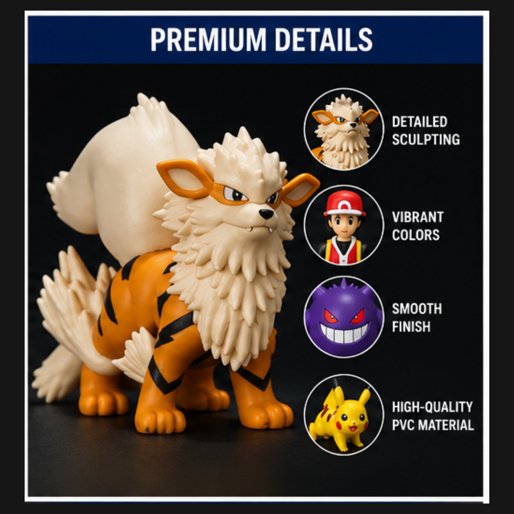 Pokémon 8 Figure Collector Set – Pikachu, Charmander, Gengar, Arcanine & Trainer Mini Action Figures | Premium PVC Anime Collectibles