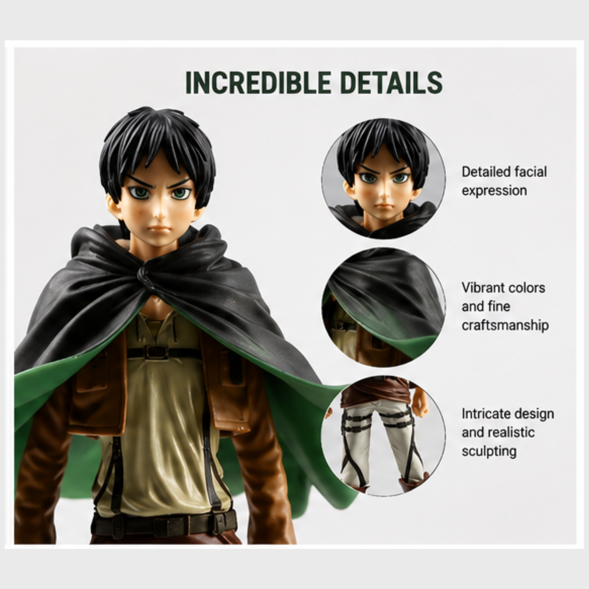 Eren Yeager Action Figure (Attack on Titan) – Premium Anime Collectible Statue for Display (25 CM)