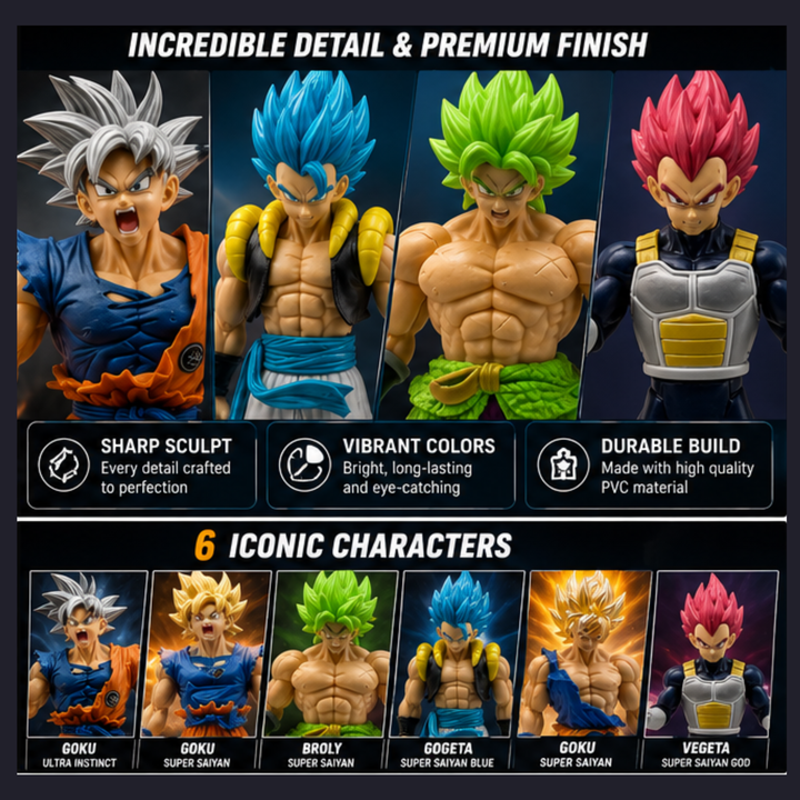 Dragon Ball Z Action Figures- Set of 6 (18 CM)