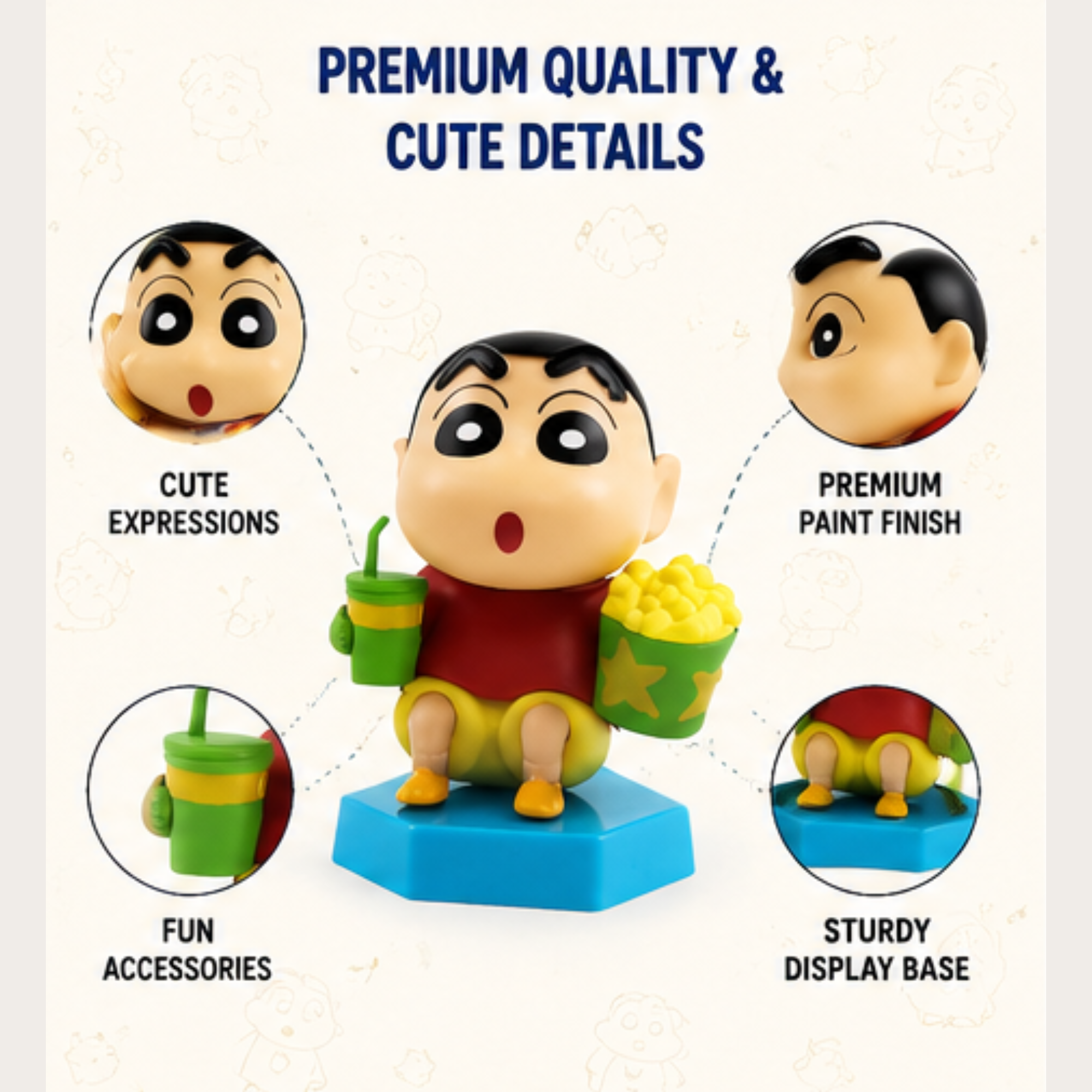 Shin Chan Mini Figure Set – 6 Piece Cartoon Character Collectible Toy Set for Desk Decor, Home Decoration & Anime Fans
