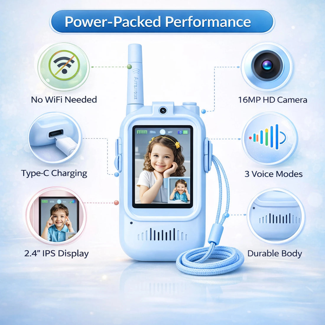 Kids Video Walkie Talkie Set – Rechargeable Toy Walkie Talkies with Screen (2 Pack)