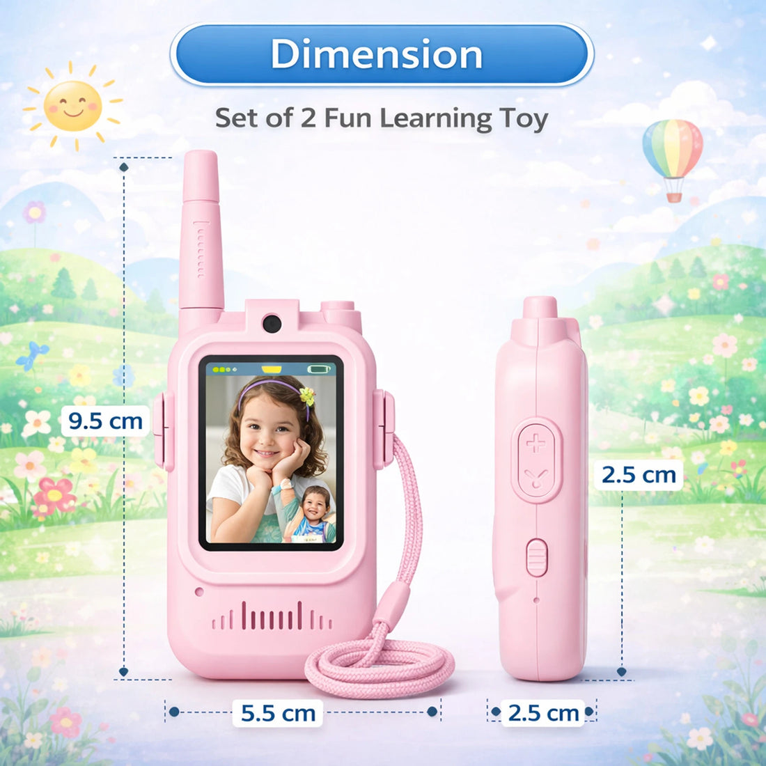 Kids Video Walkie Talkie Set – Rechargeable Toy Walkie Talkies with Screen (2 Pack)