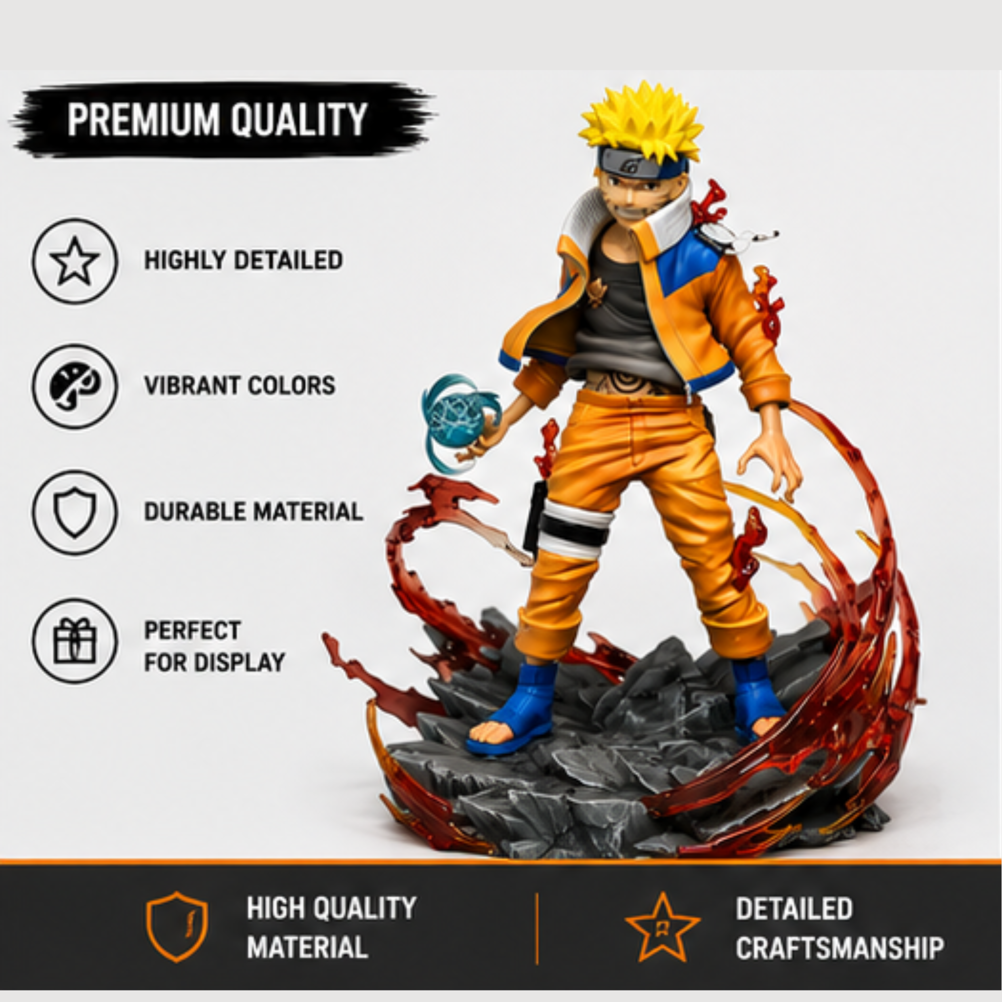 Naruto Uzumaki Rasengan Premium Anime Action Figure Statue (27 cm) | PVC Collectible Display Model for Anime Fans & Collectors