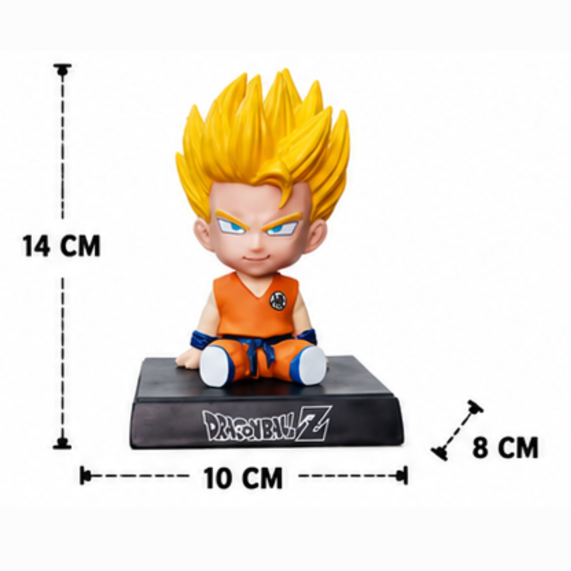 Dragon Ball Z Super Saiyan Goku Chibi Sitting Action Figure | 12 cm Anime Collectible PVC Statue | Desk Decor & Gift for DBZ Fans