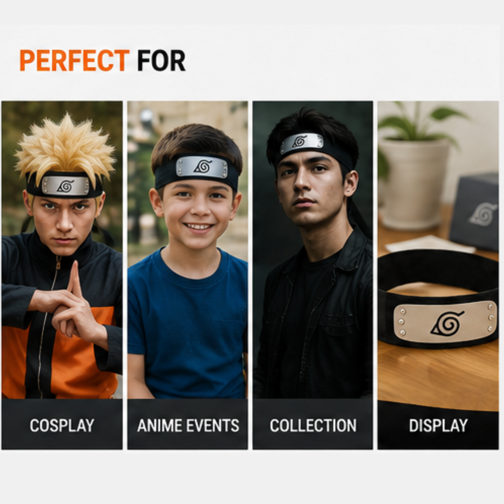 Naruto HeadNaruto Hidden Leaf Village Headband | Premium Metal Cosplay Forehead Protector | Anime Costume Accessoryband