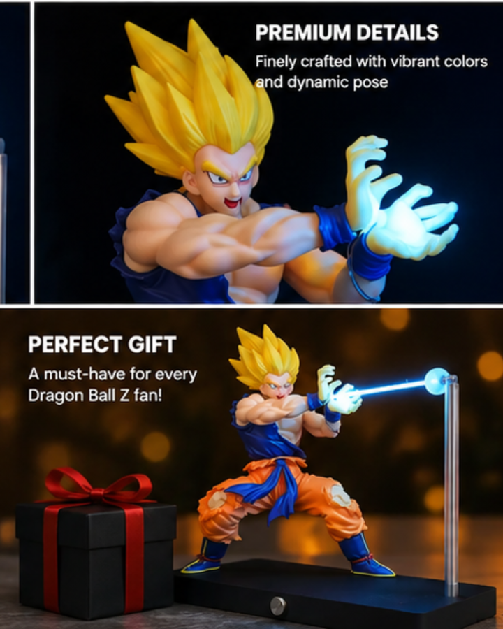 Dragon Ball Z Super Saiyan Goku Kamehameha LED Figure Lamp | Anime Night Light with Touch Sensor & USB Power | Desk Decor Gift for DBZ Fans