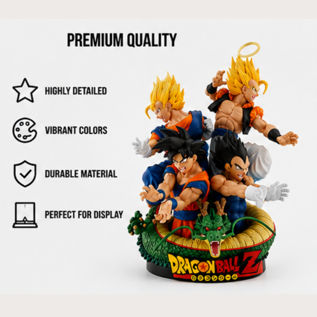 Dragon Ball Z Premium Collectible Figure | Goku, Vegeta, Gogeta & Shenron Statue | 17 cm Anime Display Figure