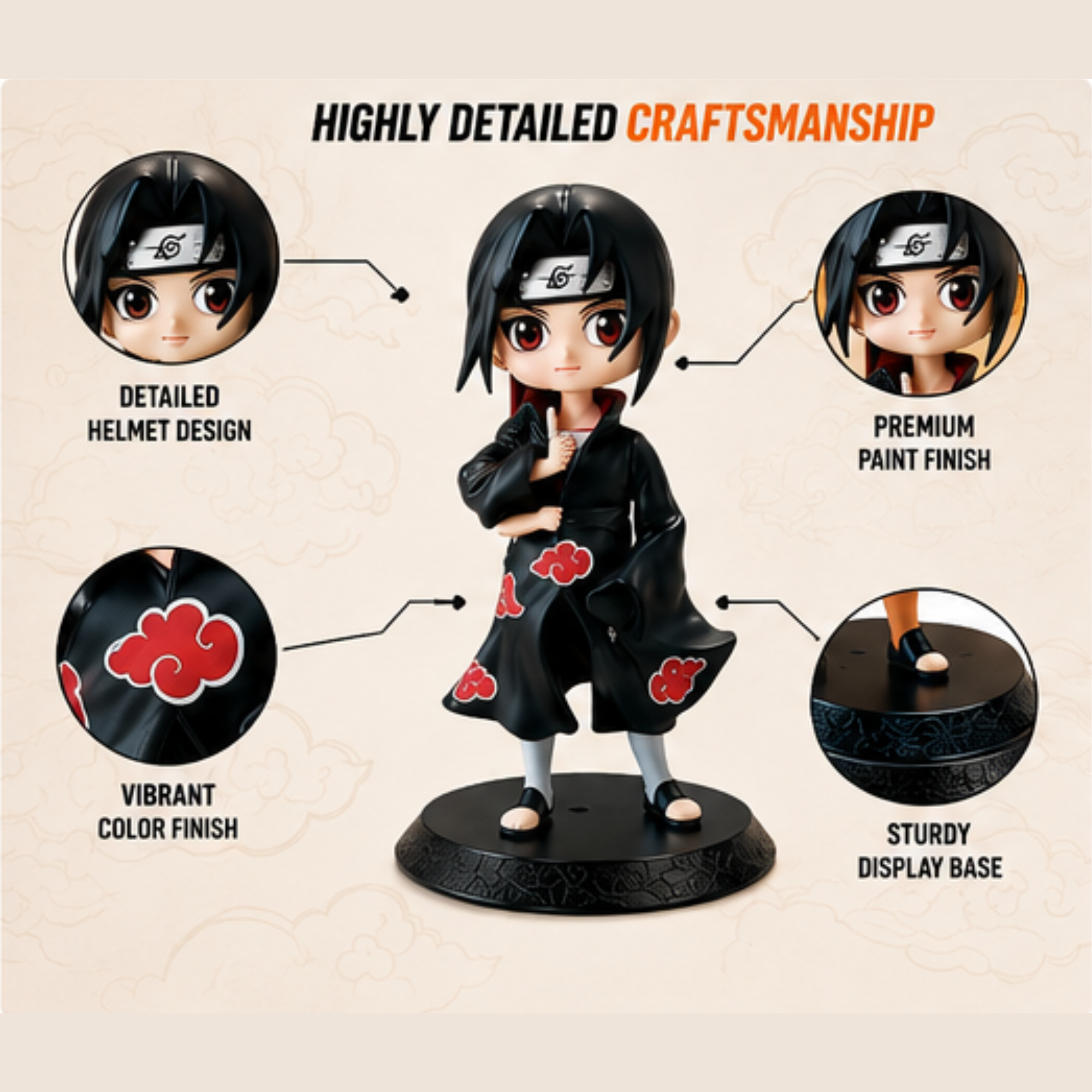 Naruto Chibi Action Figure Set (6 Characters) | Naruto, Sasuke, Sakura, Kakashi, Itachi & Gaara Collectible Anime Mini Figures